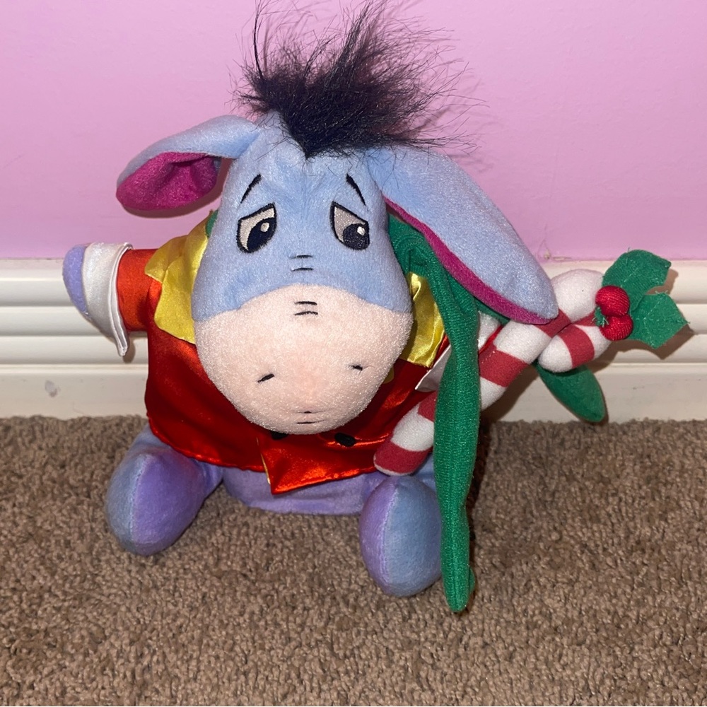 Disney Vintage eeyore Winnie the Pooh dancing holiday christmas plush musical